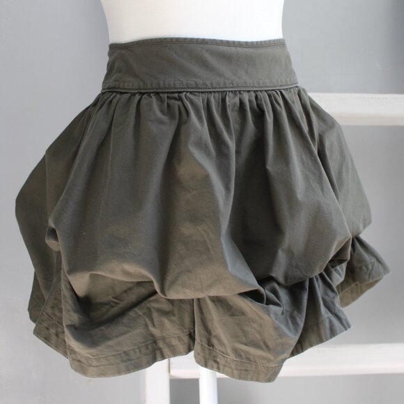 Forever 21 Vintage Y2K Military Green Boho Grunge Bubble Mini Skirt Size Medium - Picture 1 of 5
